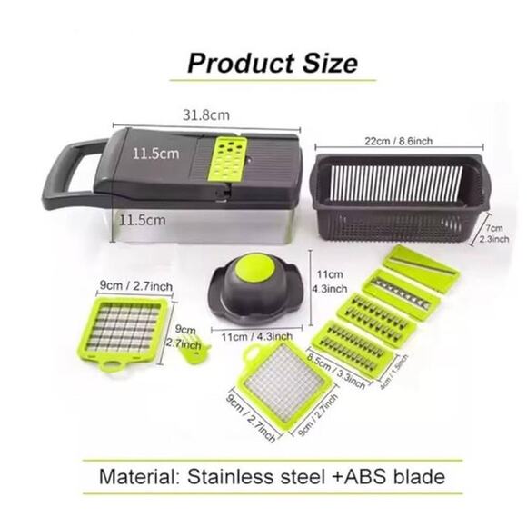 12 In 1 Vegetable Salad Fruit Peeler Cutter Slicer Dicer Chopper Kitchen Tools - Picture 3 of 3